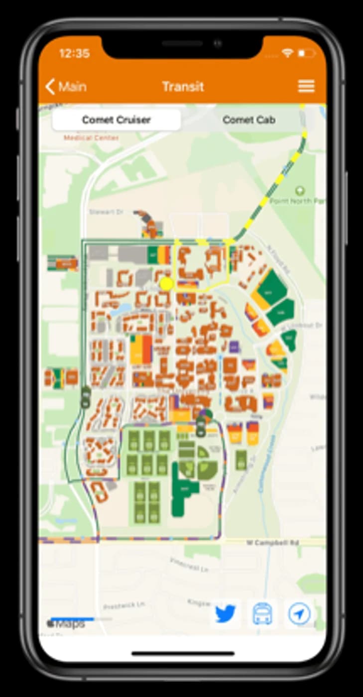 UT Dallas iOS app screen